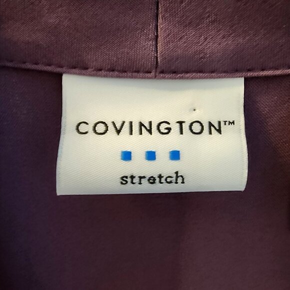 Covington Women’s Size Large Purple Stretch Button Front Blouse 3/4 Sleeve Fitte - Picture 6 of 10